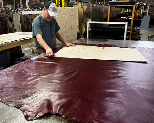 NC Furniture Manufacturer  Carolina Custom Leather Factory Leather Pattern Marking Process